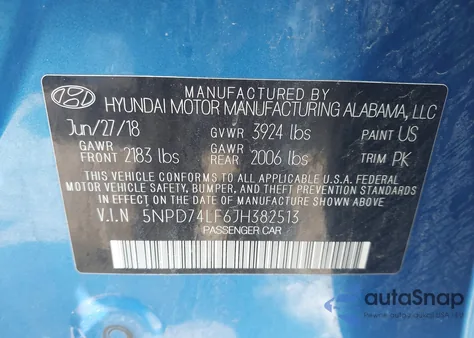 2018 Hyundai Elantra Se z USA, uszkodzony, nr VIN 5NPD74LF6JH382513